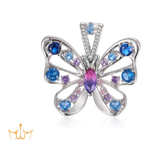 FunGirl Jewelry Multi Colored Pear Cut Butterfly Pendant - Fungirljewelry